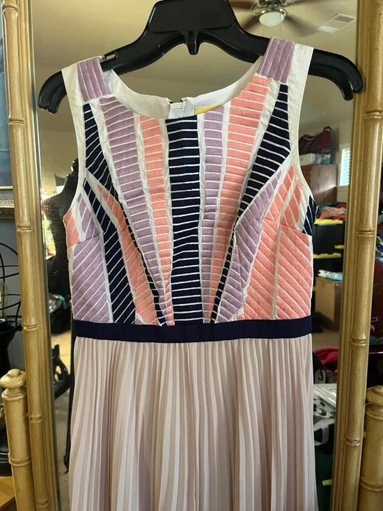 Maeve Multicolor Pleated Maxi Dress with Colorblock Bodice - Picture 2 of 5